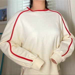Light tan striped red line sweatshirt